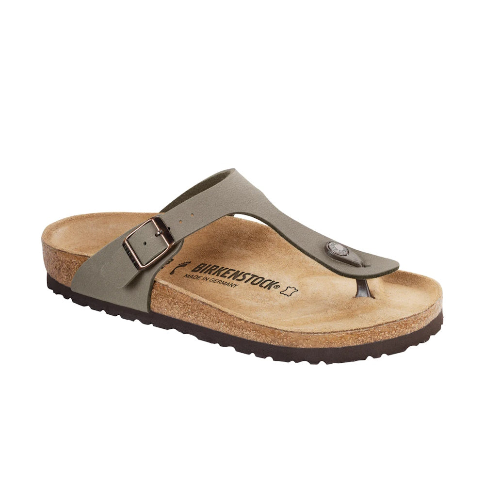 Birkenstock Womens Gizeh BirkiBuc Thong in Stone