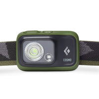 Close up of Black Diamond Cosmo 350 Lumen Headlamp in Dark Olive