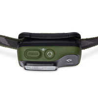 Top down view of Black Diamond Cosmo 350 Lumen Headlamp in Dark Olive
