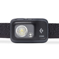 Close up of Black Diamond Cosmo 350 Lumen Headlamp in Graphite