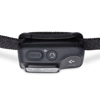 Top down view of Black Diamond Cosmo 350 Lumen Headlamp in Graphite