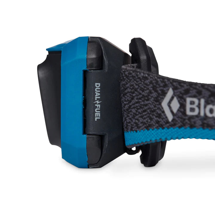 Side view of Black Diamond Storm 450 Lumen Headlamp in Azul