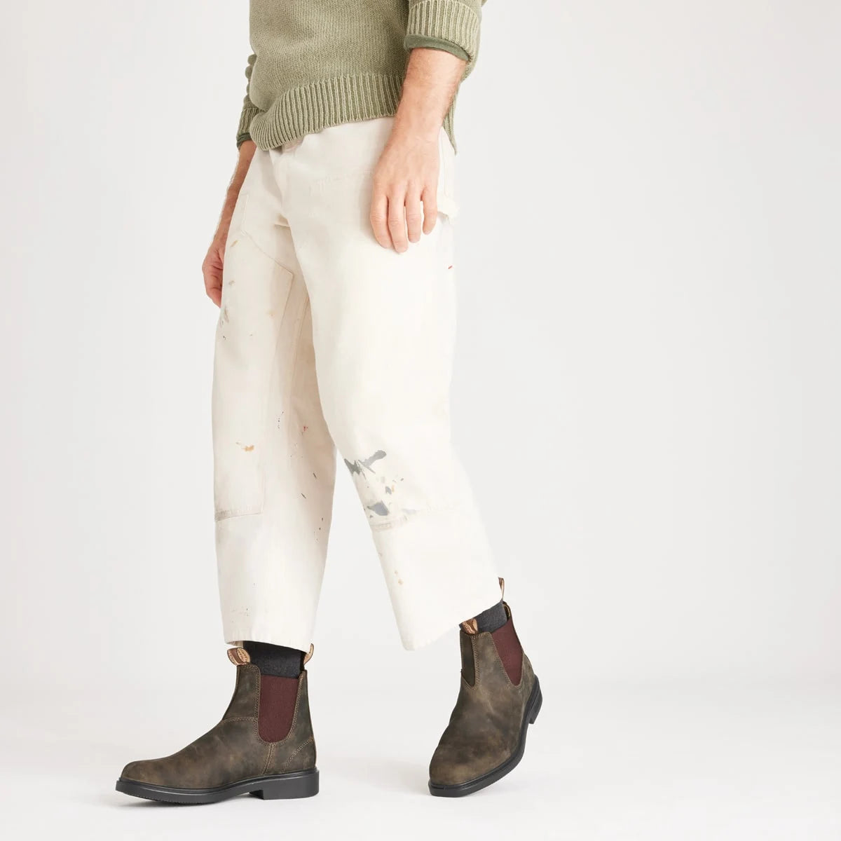 Person wearing brown Blundstone 1306 Chelsea boots