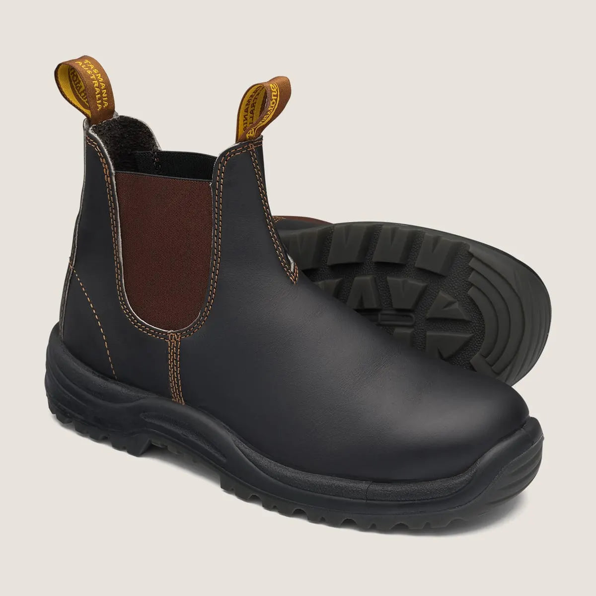 Blundstone 172 Safety Elastic Side Boots in Stout Brown