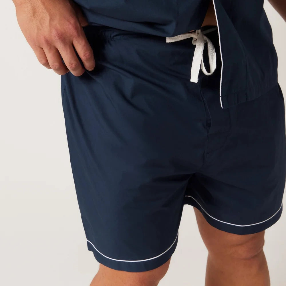 Navy blue Contare pyjama shorts with white trim