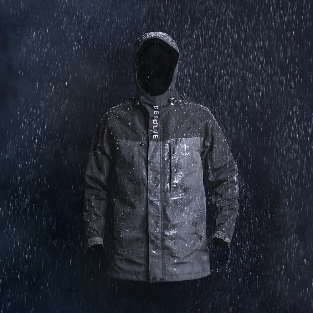 Desolve Fathom Jacket in heavy rain