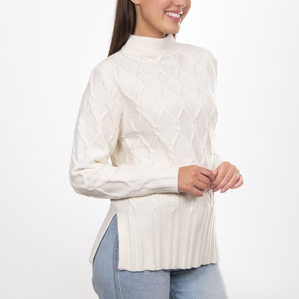 Fields Womens Twist Cable Pullover in Winter White