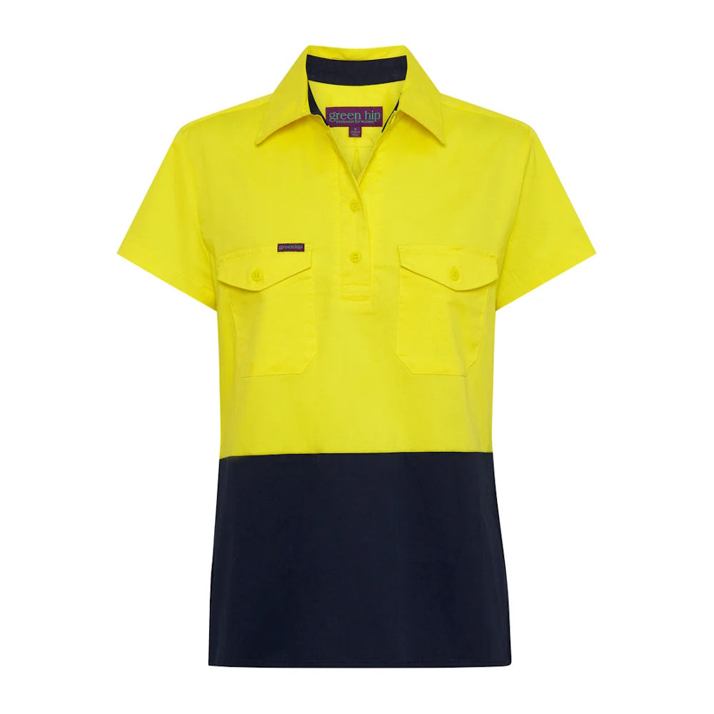 Green Hip Womens Hi Vis Short Sleeve Shirt