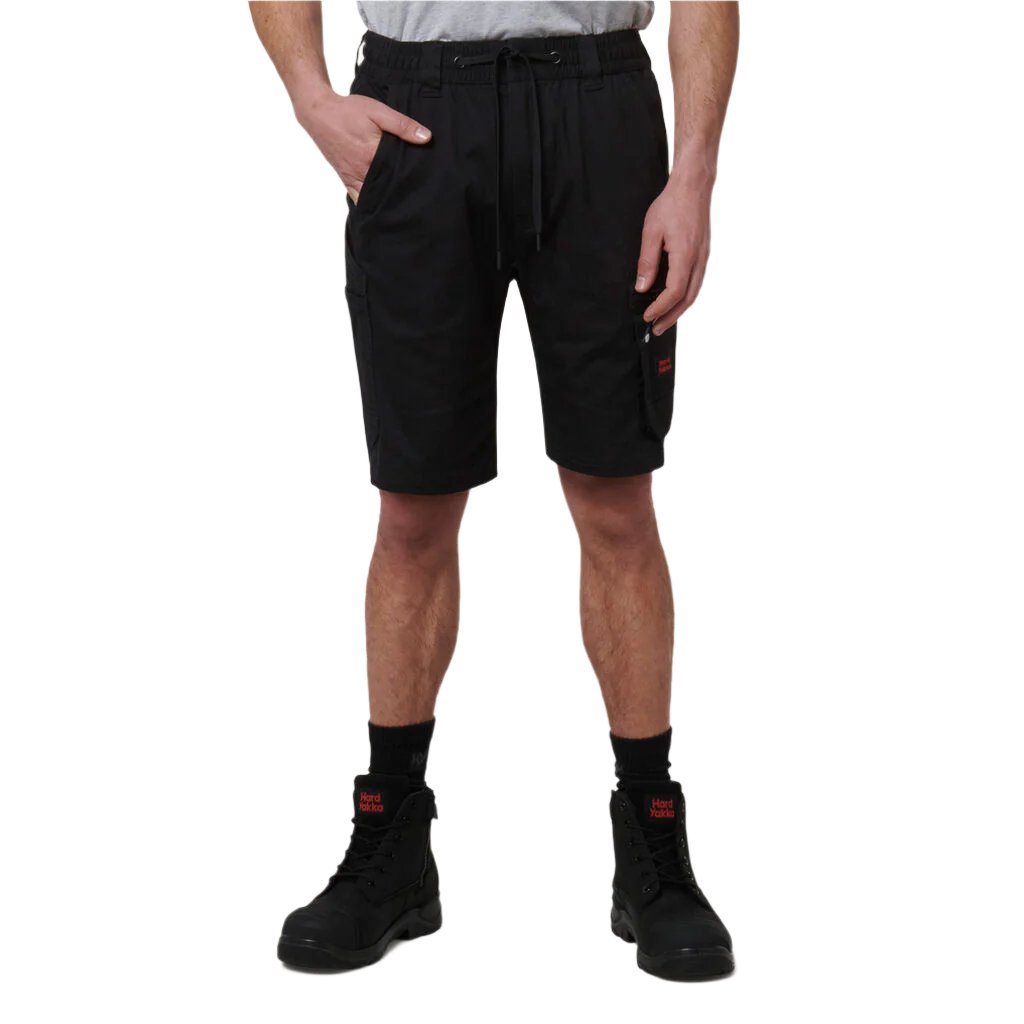 Front view of Hard Yakka Toughmaxx Mid Shorts in Black