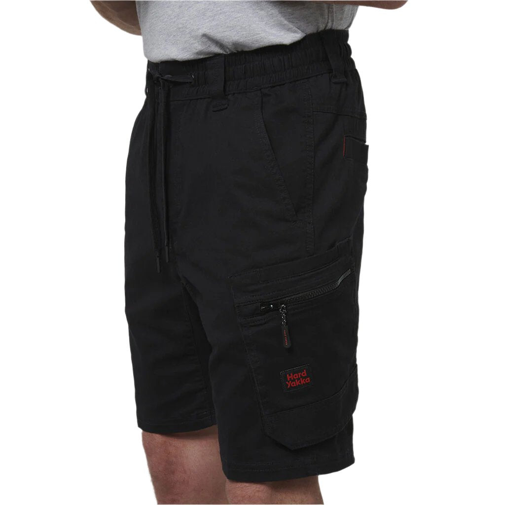 Side view of Hard Yakka Toughmaxx Mid Shorts in Black