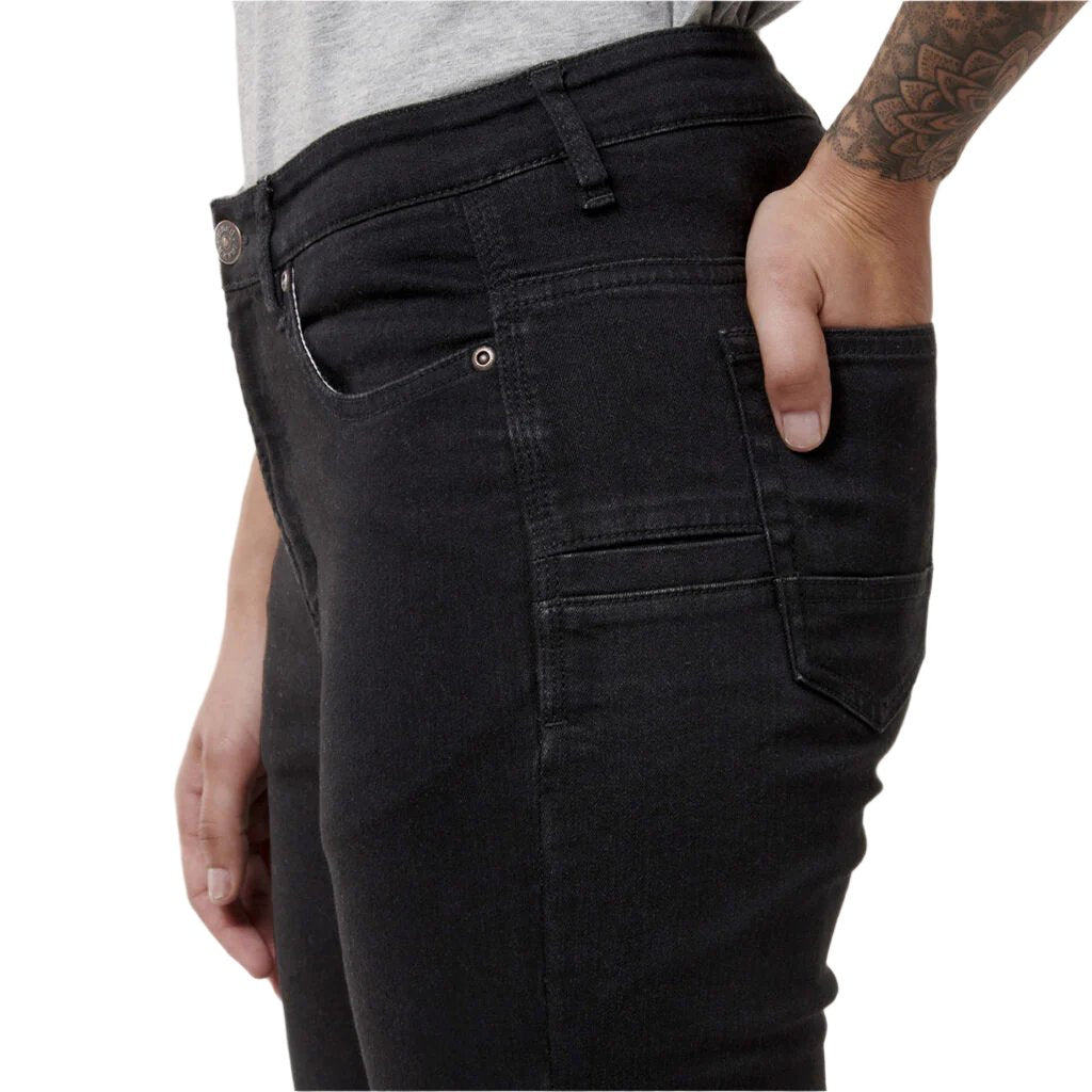 Side view of Hard Yakka Womens Jeggings in Black
