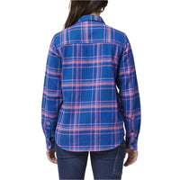 Back view of Hard Yakka Womens Check Flannel Shirt in Blue