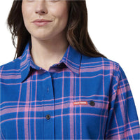 Close up of Hard Yakka Womens Check Flannel Shirt in Blue