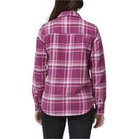 Back view of Hard Yakka Womens Check Flannel Shirt in Plum