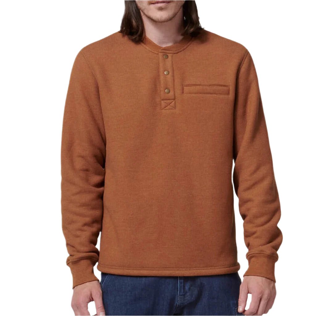Front view of Hard Yakka Sherpa Henley in Walnut