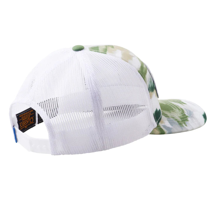 Back of Huk Edisto Trucker Cap in Khaki