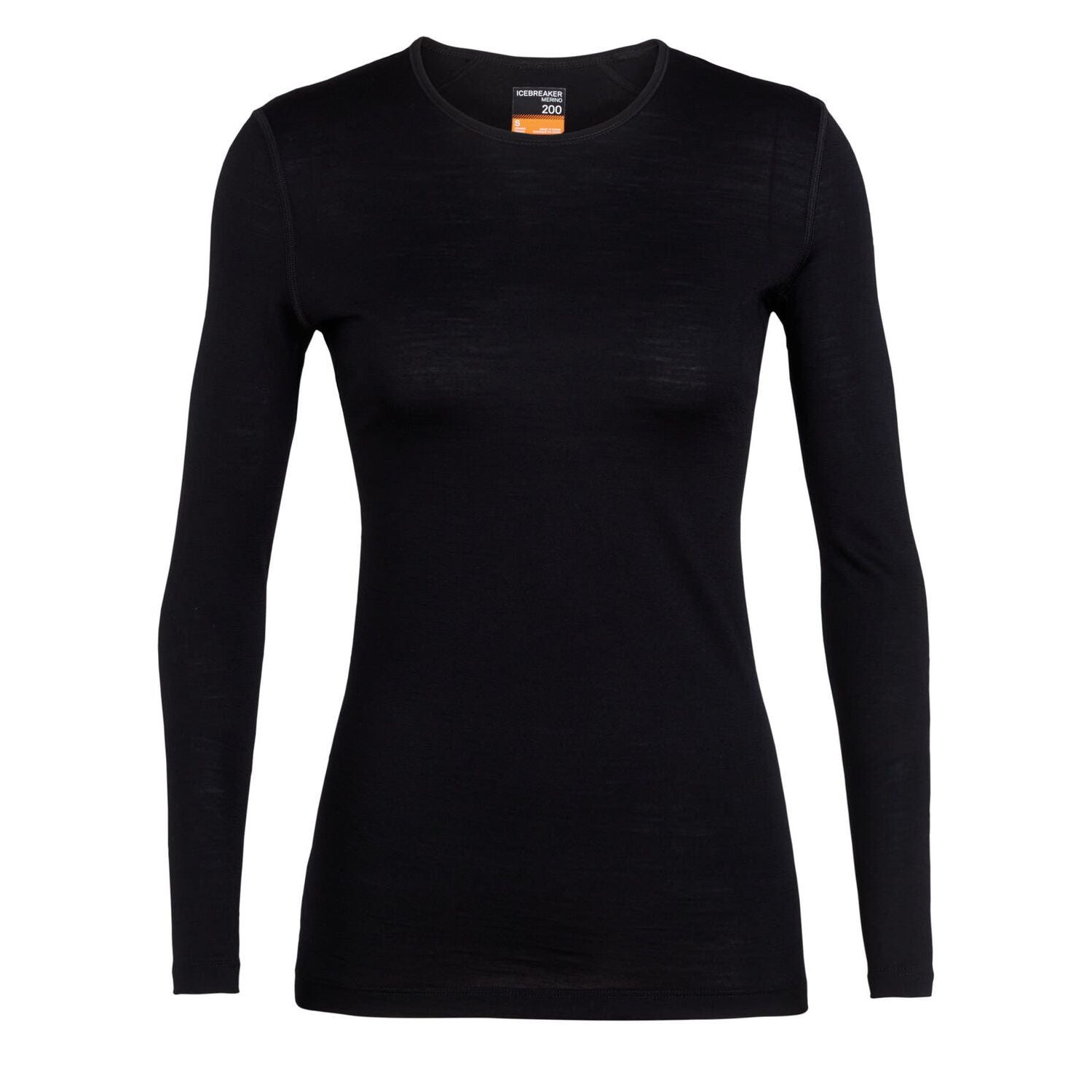 Icebreaker Women's 200 Oasis Long Sleeve Crewe Top in Black