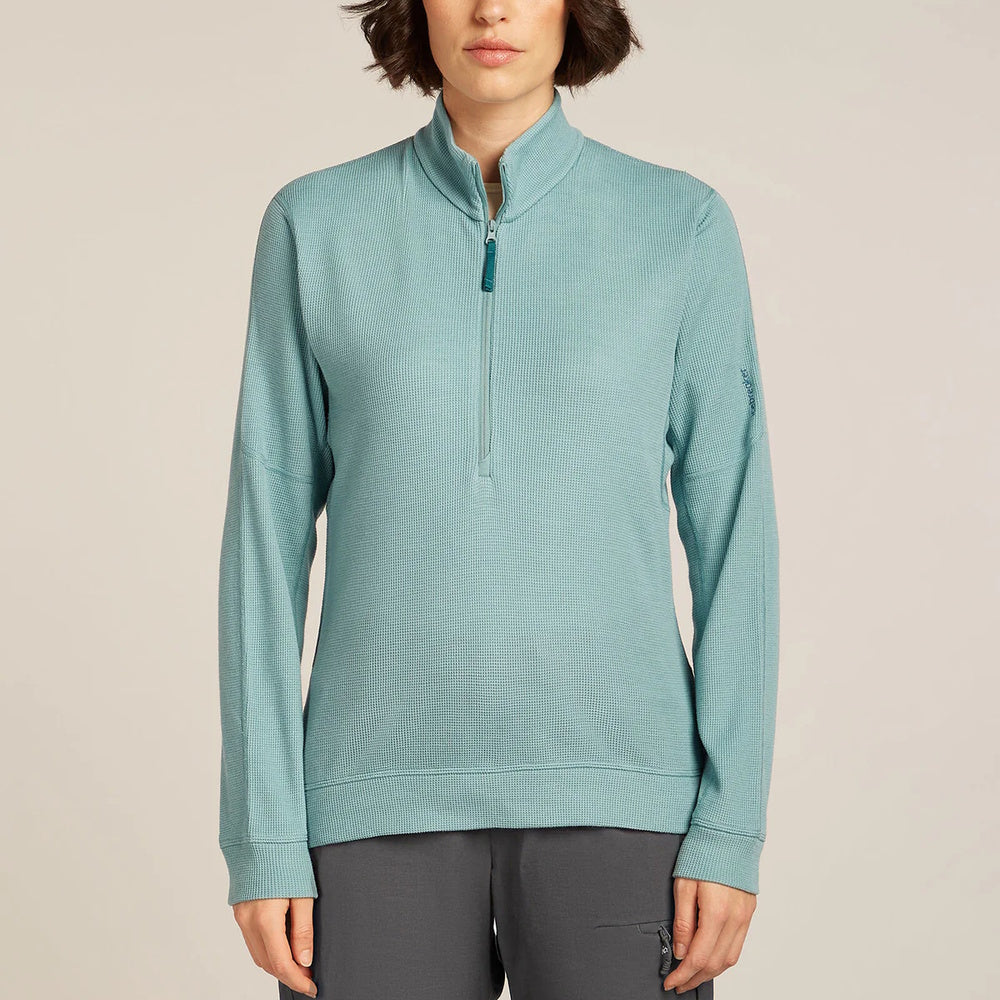 Icebreaker Womens Merino 260 Waffle Knit Wander Long Sleeve Half Zip