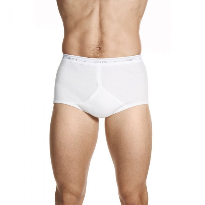 Model wearing Jockey M9002G Classic Y Front King Size Brief in White