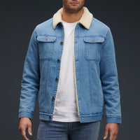 Front view of KingGee Urban Denim Jacket in Indigo