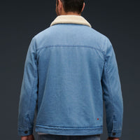 Back view of KingGee Urban Denim Jacket in Indigo