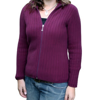 Lothlorian Womens Possum Merino 4x2 Rib Jacket in Berry