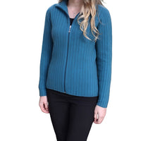 Lothlorian Womens Possum Merino 4x2 Rib Jacket in Teal