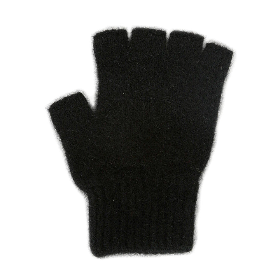 Lothlorian Possum Merino Fingerless Gloves in Black