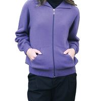 Lothlorian Womens Possum Merino Plain Zip Cardigan with Pockets in Heather