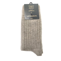 Lothlorian Possum Merino Casual Rib Socks in Natural