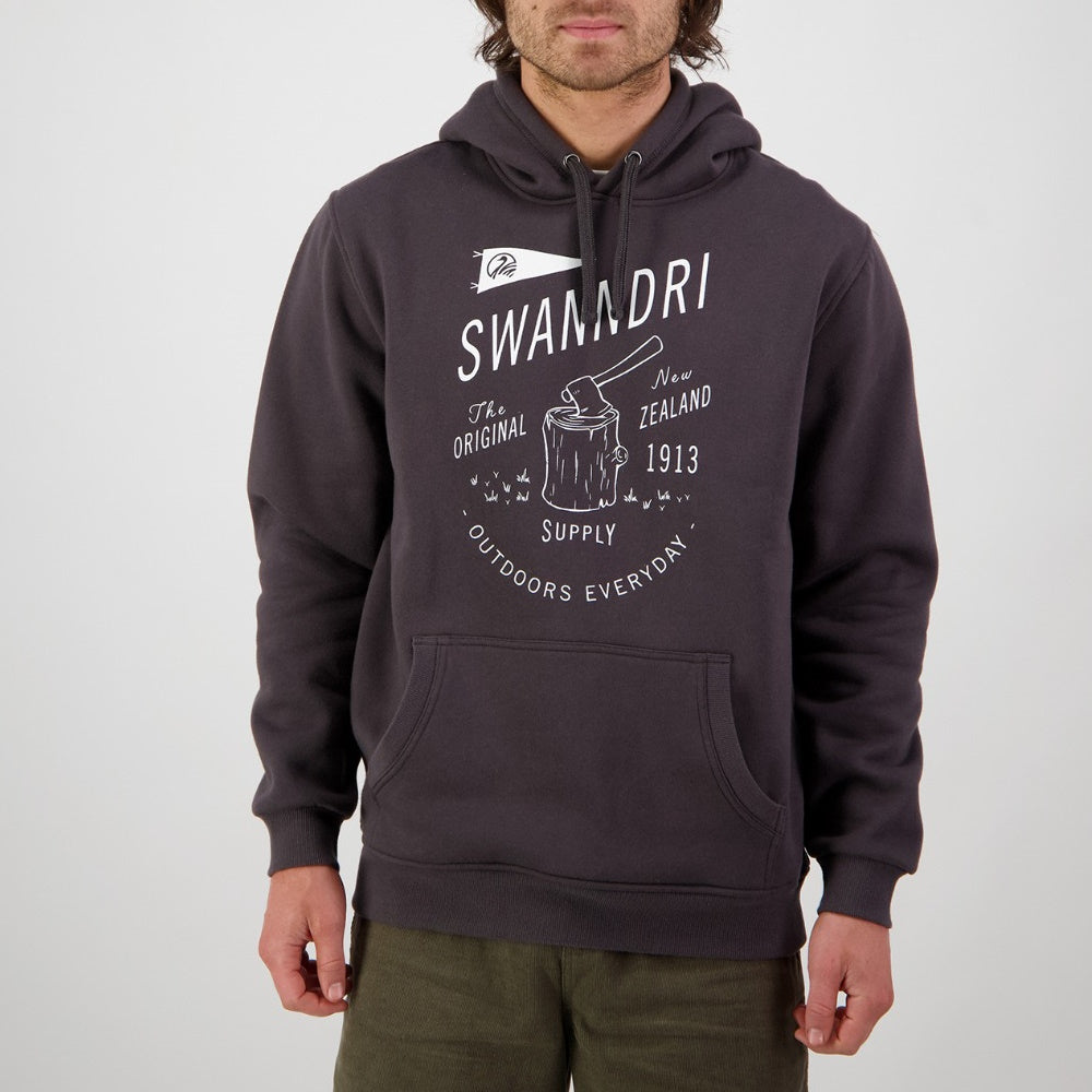 Front view of Swanndri Mens Duncan Hoodie in Charcoal