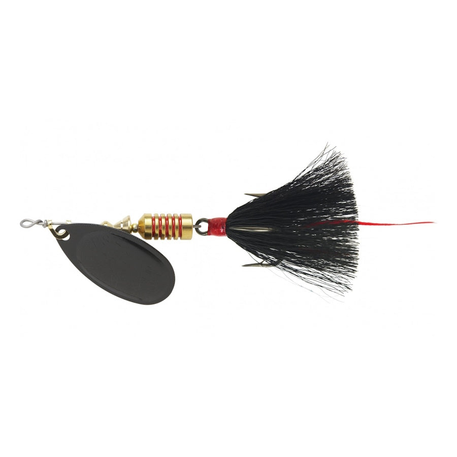 Mepps Aglia Mouche Noire Lure Black Blade with Black Tail