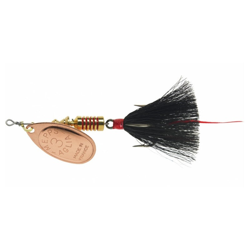 Mepps Aglia Mouche Noire Lure in Copper blade with Black tail
