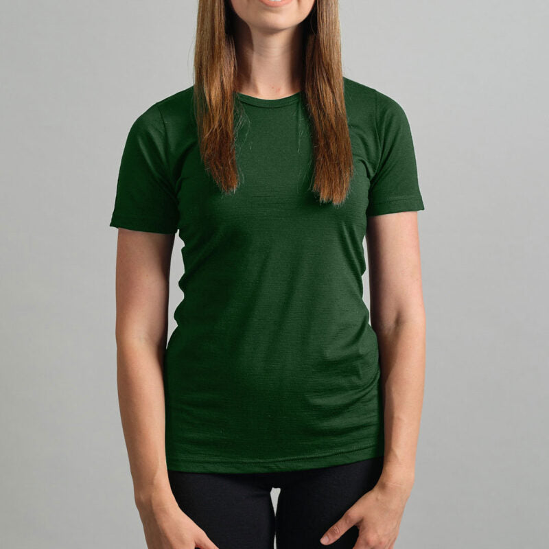 Merino Skins Womens Lite Short Sleeve T-Shirt (Green)
