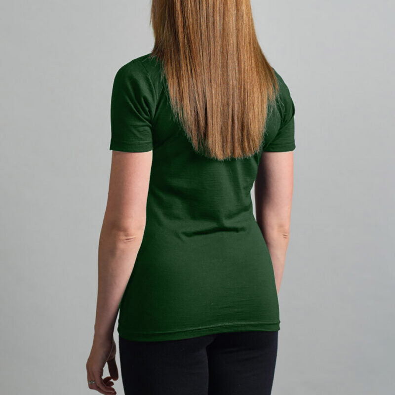 Merino Skins Womens Lite Short Sleeve T-Shirt (Green)