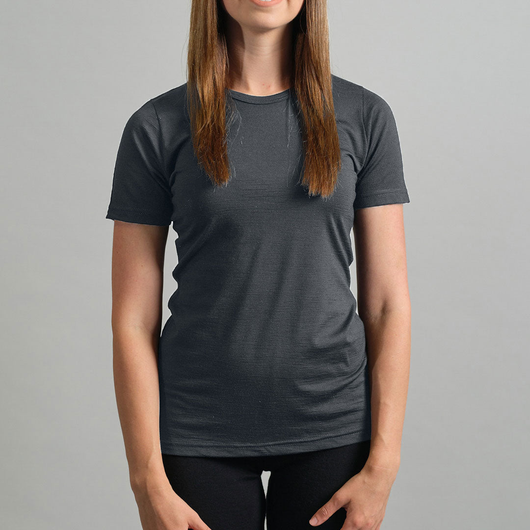 Merino Skins Womens Lite Short Sleeve T-Shirt (Grey)