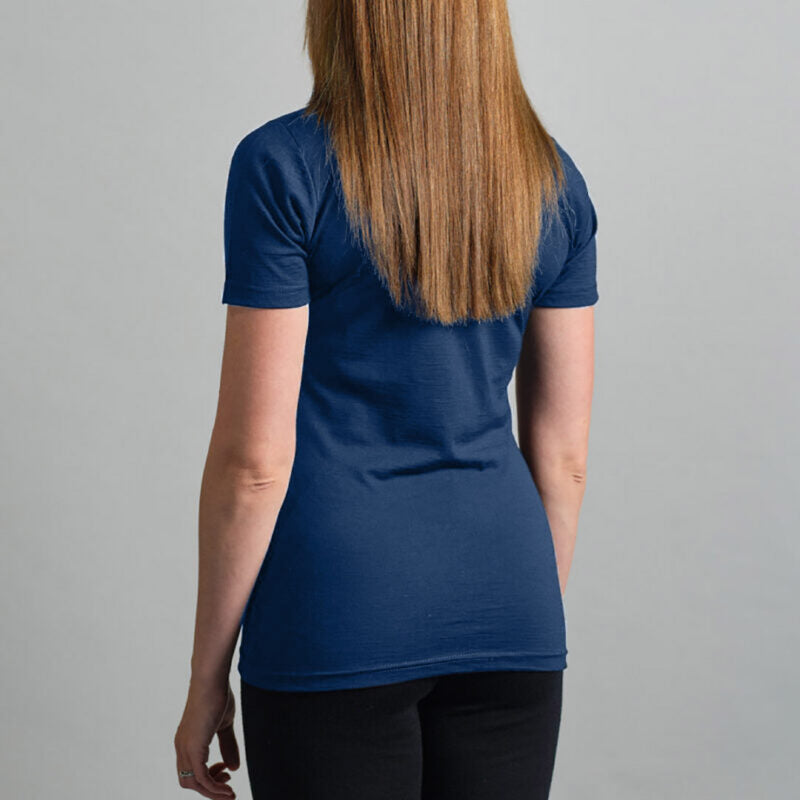 Merino Skins Womens Lite Short Sleeve T-Shirt (Navy)