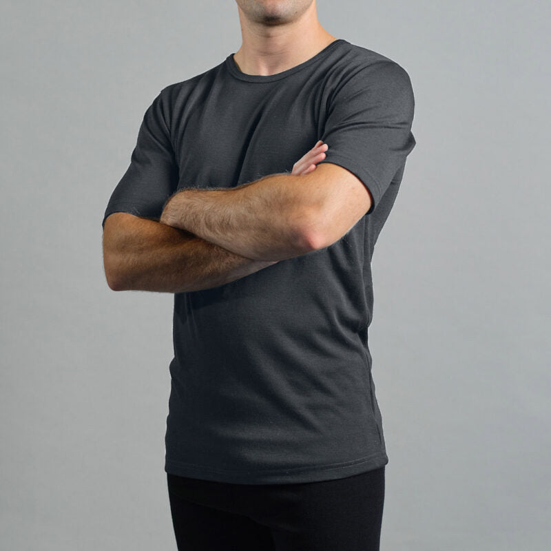 Merino Skins Mens Lite Short Sleeve T-Shirt (Grey)