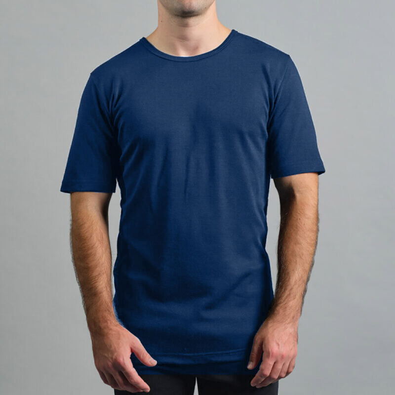 Merino Skins Mens Lite Short Sleeve T-Shirt (Navy)