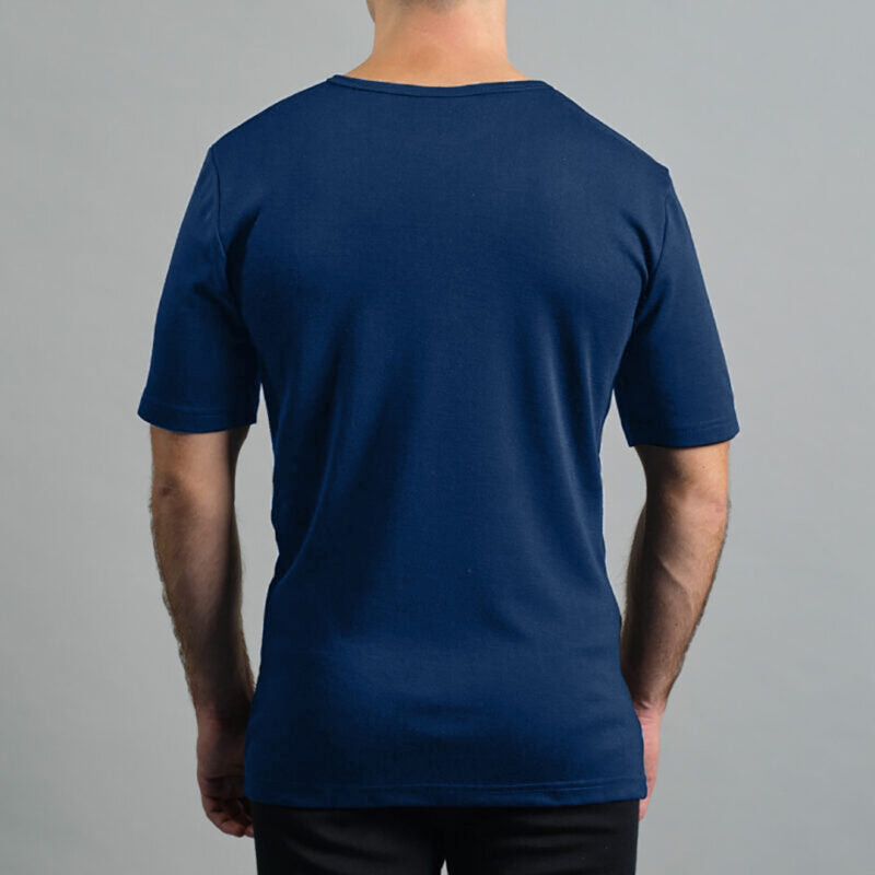 Merino Skins Mens Lite Short Sleeve T-Shirt (Navy)