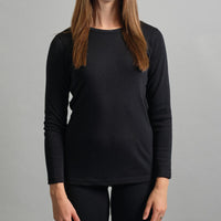 Merino Skins Womens Lite Long Sleeve T-Shirt (Black)