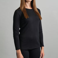 Merino Skins Womens Lite Long Sleeve T-Shirt (Black)