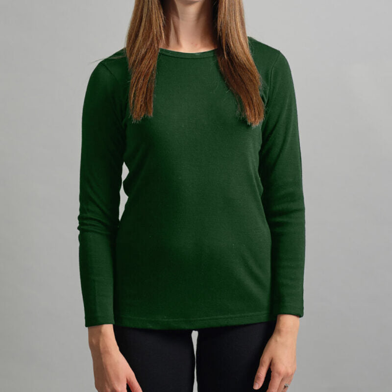 Merino Skins Womens Lite Long Sleeve T-Shirt (Green)