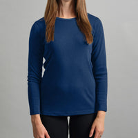 Merino Skins Womens Lite Long Sleeve T-Shirt (Navy)