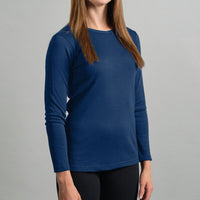 Merino Skins Womens Lite Long Sleeve T-Shirt (Navy)