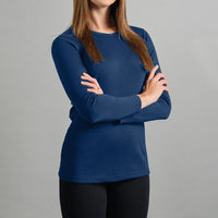 Merino Skins Womens Lite Long Sleeve T-Shirt (Navy)