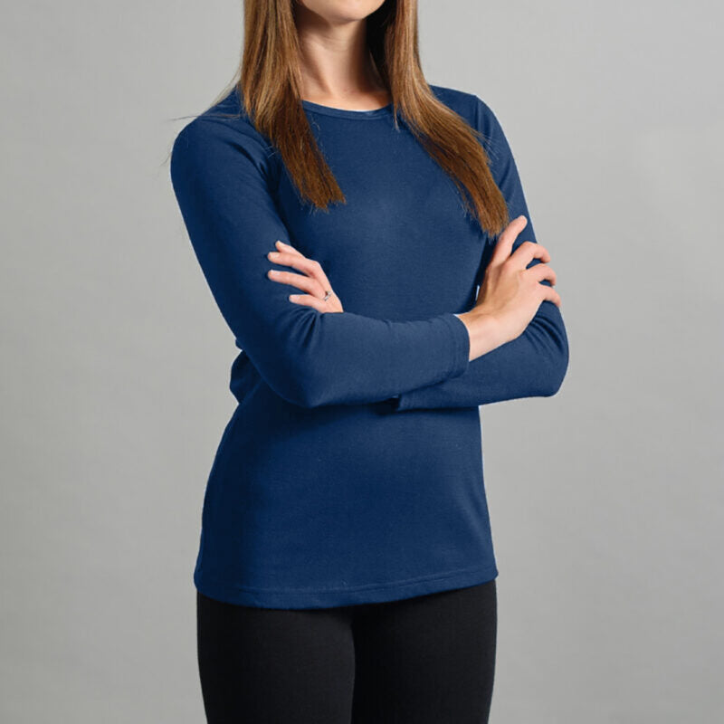 Merino Skins Womens Lite Long Sleeve T-Shirt (Navy)