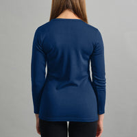 Merino Skins Womens Lite Long Sleeve T-Shirt (Navy)