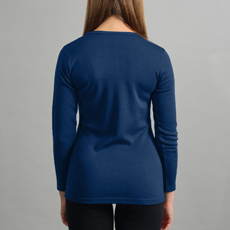 Merino Skins Womens Lite Long Sleeve T-Shirt (Navy)