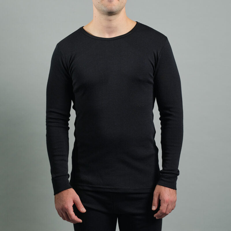 Merino Skins Mens Lite Long Sleeve T-Shirt (Black)